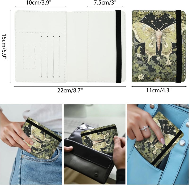 bassyil Luna Moth Passport Holder for Women and Men PU Leather Passport Cover for Travel - Image 5